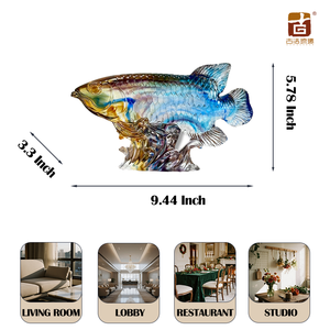 Liuli Кристалл Золотой Дракон рыба ремесла Хрустальные стеклянные фигурки рыбы статуэтки рыбы - Product Image 2