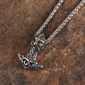 Collier Viking en Acier Inoxydable 316L avec Pendentif Marteau de <span class=keywords><strong>Thor</strong></span>, Bijoux Punk, Longueur de Chaîne Personnalisable pour Hommes, Vente en Gros - Product Image 2