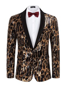 <span class=keywords><strong>Veste</strong></span> blazer à paillettes pour hommes, vestes de <span class=keywords><strong>smoking</strong></span> élégantes à un bouton pour fête, dîner et bal de promo - Product Image 4