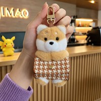 Étui pour écouteurs en peluche mignon en forme de panda, porte-clés, mini porte-monnaie en cuir PU pied-de-poule, breloque de sac à dos pour écouteurs sans fil, cadeau