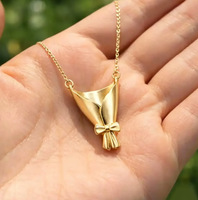 Collier DIY en alliage motif floral pour femme, design de niche, pendentif nœud papillon, chaîne en bambou, accessoire polyvalent de luxe léger pour clavicule
