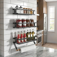 Organisateur de cuisine 2 niveaux pour ustensiles et épices – Support de rangement pour pots à épices et condiments
