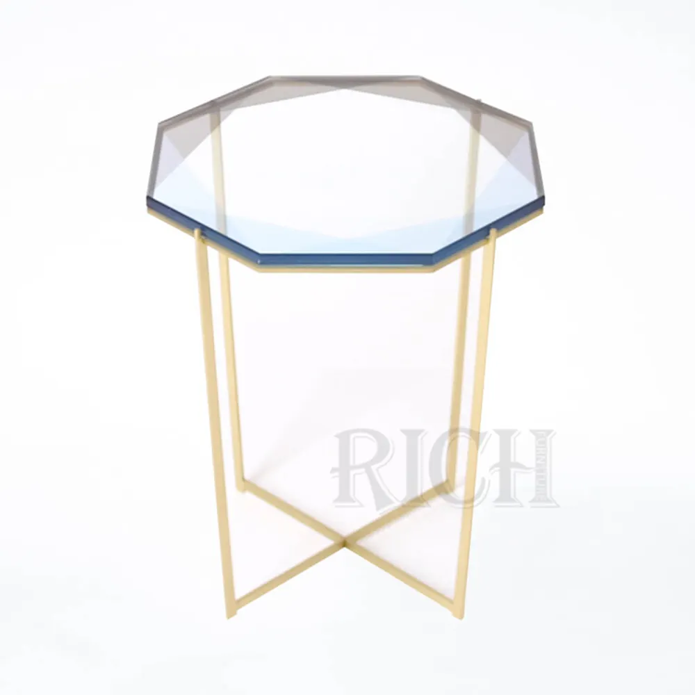 狭いソファエンド臨時テーブルリビングルームモダンで豪華なガラスサイドテーブル、金属フレームガラスモダンサイドテーブル