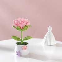Tanaman pot dekorasi meja dasbor rajutan tangan-bunga matahari Lily Puff rajut hadiah Paskah untuk rumah kantor Hari Ibu