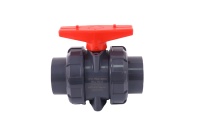 Robinet à boisseau sphérique manuel double union en PVC-U 1/2" DN15 PN16 à passage plein, joint en EPDM, étanche, pour alimentation en eau, piscine, direct usine
