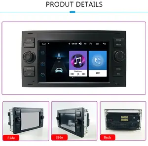 Autoradio Argent Auto Radio Système Audio de Voiture Lecteur Dvd 2 Din 7 pouces Android 11 Multimédia de Voiture pour Ford Mondeo Focus