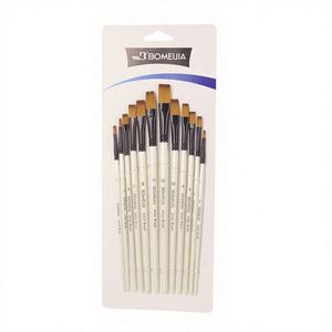 Juego de 12 Pinceles Profesionales para Pintura, Redondos, Planos, Tipo Filbert, Angulares, de Pelo de Nailon, para Acuarela - Product Image 3