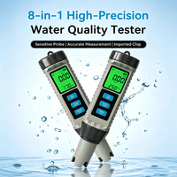 Stylo testeur de qualité de l'eau 8-en-1 XS-MF-X81 – Détecteur numérique portable TDS/EC/pH/chlore/S.G./sel pour analyse de l'eau domestique