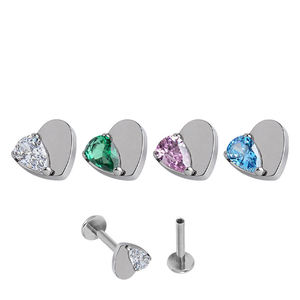 Lotus Wholesale ASTM F136 Titane Cœur Perle CZ Haute Brillance Piercings Fins pour Oreilles Bijoux de Corps - Product Image 1