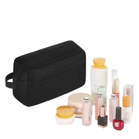 Vente en gros de sac à cosmétiques suspendu de voyage pour hommes avec logo personnalisé en matériau Oxford avec fermeture à glissière bleu pour trousse de toilette pochette