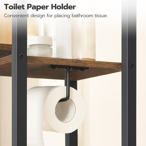 Scaffale portaoggetti da bagno CF Industrial a 8 ripiani reversibile in legno rustico e metallo, da posizionare sopra il WC, per la casa - Product Image 3