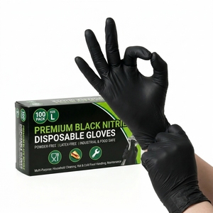 Gants en <span class=keywords><strong>nitrile</strong></span> noirs jetables durables M/<span class=keywords><strong>L</strong></span>/XL, imperméables, compatibles écrans tactiles, antidérapants, sans poudre/sans latex, qualité alimentaire Brillink EN ISO - Product Image 1