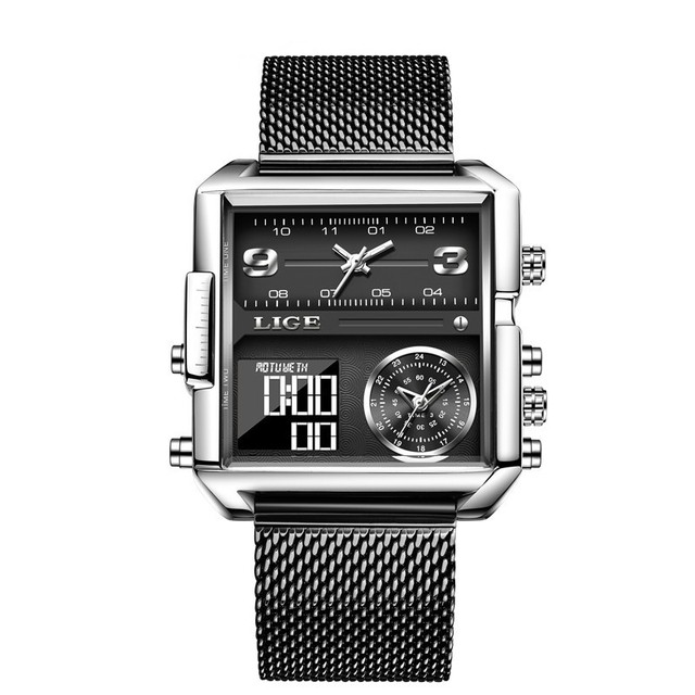 LIGE 8925 New Fashion Casual Men Quartz Watch Top Brand Waterproof Wristwatch Relogio Masculino Analog Digital Watches for Mens