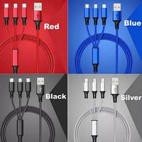 Cable de Carga USB C 3 en 1 con Trenzado de Nailon Resistente, Sin Transferencia de Datos, Función Multipuerto para iPhone/Tipo-C/Android