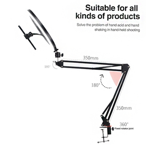 LED Desktop Microphone <strong>Stand</strong> Foldable Design Adjustable Color Temperature 3000-6000K <strong>Remote</strong> Control for Cell Phone Live Light - Product Image 5