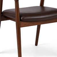 Chaise de salle à manger en bois avec siège rembourré, ton noyer, chaise d'appoint pour restaurant, café, salle à manger
