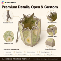 Sacs cadeaux pyramidaux personnalisés en gros, sacs pliables en forme d'étoile avec poignée en corde pour la livraison de bouquets de mariage