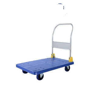 Chariot à plateforme pliable bleu avec cadre en acier et quatre roues pour usage industriel - Product Image 1