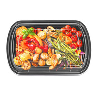 Conteneur alimentaire rectangulaire noir jetable en plastique PP de 1000 ml pour la vente en gros, idéal pour la préparation de repas à emporter en restaurant