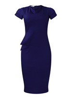 Nouvelle Mode Robe Bodycon Commuter Décontractée et Élégante pour Femme, En Stock, Grande Taille, Robe Unie Empire pour le Printemps, Manches Courtes