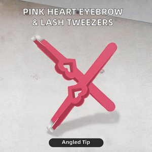 Pince à épiler professionnelle en acier inoxydable de haute qualité, à pointe inclinée, en forme de cœur rose, pour cils et sourcils, outil de soin de beauté, modèle Fettle Med - Product Image 2