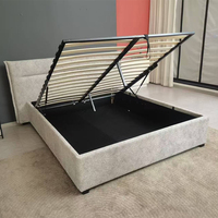 Lit de luxe moderne du milieu du siècle, rembourré en velours, avec rangement relevable et pliable, écologique, pour lits Queen et King Size - Vente en gros usine