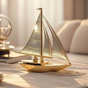 Adorno de escritorio con forma de barco chapado en oro Feng Shui, decoración artística de plástico para oficina, hogar, Año Nuevo Chino - Product Image 5
