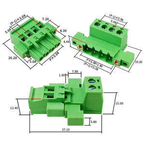 Conector de pared de doble brida con paso de 5.08mm y enchufe tipo A/B - Juego completo macho-hembra en línea sin soldadura 2-24P - Product Image 2