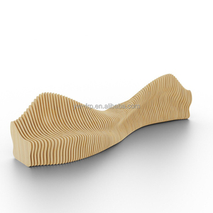 Chaise d'attente en bois paramétrique au design moderne pour bureau, hall d'accueil, aéroport, centre commercial et espaces extérieurs - Facile à nettoyer - Product Image 3