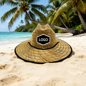 Outdoor High Quality Sunshade Sombrero Natural Grass Lifeguard <b>Straw</b> <b>Hats</b> Custom Logo Patch Surf Safari Panama Beach <b>Straw</b> <b>Hat</b> - Product Image 1