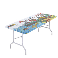 Nappe de table demi-circulaire élastique imprimée rose marine pour événements, nappe de table d'hôtel à imprimé fantaisie, couvre-table de pique-nique