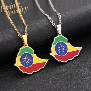 Bandiera etiope collana pendente con mappa del leone alla moda in acciaio inossidabile placcato oro donne uomini celebrano <span class=keywords><strong>la</strong></span> ricca <span class=keywords><strong>storia</strong></span> di Africa Ethiopia - Product Image 1