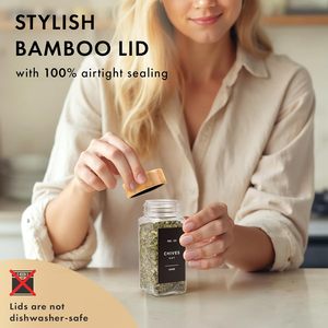 Hot Selling 4oz Glass <b>Spice</b> <b>Jars</b> With Bamboo Lid Seasoning <b>Jars</b> <b>Set</b> <b>Spice</b> Storage Box <b>Jar</b> for Kitchen - Product Image 5