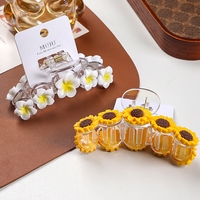 Pince à cheveux en plastique 10,5 cm, motif fleur douce, style tournesol pour femme, idéale pour les vacances, pince super éthérée motif fleur de cerisier