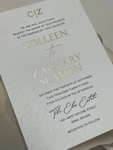 Juego de <span class=keywords><strong>Invitaciones</strong></span> Florales de Lujo con Grabado en Relieve, Papel Vellum, Envoltura de Papel Dorado y Sello de Cera Dorado para Bodas - Product Image 2