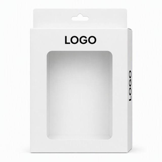 Custom Logo White Cardboard Paper Window Box Electronic Packaging Slotted Carton PET Window Folding Gift Box for OEM ODM Service