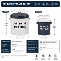 Wadah Baja Anti Lembab Grosir, Tempat Penyimpanan Makanan Anjing Kucing Besar dengan Tutup Logam Kedap Udara, Kaleng Penyimpanan Makanan Hewan Peliharaan dengan Tutup