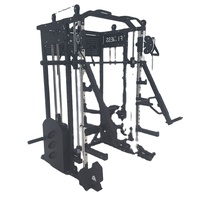 Rack de Squat Professionnel en Acier pour Usage Domestique, Équipement de Gym Cage Power Rack Smith Machine avec Pile de Poids 75kg*2 pour Musculation Bras Unisexe