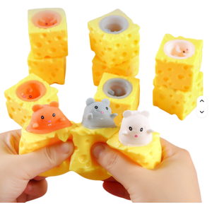 Jouet à presser créatif pour enfants, doux, résistant aux chocs, anti-stress, amusant, simulation souris et fromage - Product Image 1