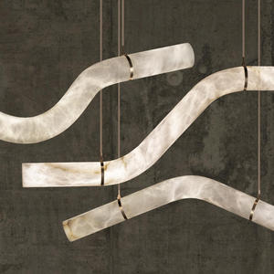 Zeal Lighting Diseño profesional Led Candelabro de mármol <span class=keywords><strong>blanco</strong></span> Alabastro Lámpara colgante para mesa de comedor - Product Image 5