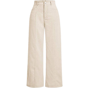 Vintage Corduroy Wide Leg Pants for Women, Fall Winter High Waist Straight <strong>Trousers</strong>, Casual Retro <strong>Ladies</strong> Striped <strong>Velvet</strong> Pants - Product Image 2
