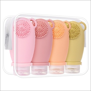 Custom <b>100ML</b> Portable Reusable Silicone Body Wash <b>Bottle</b> Skin Care <b>Travel</b> <b>Bottle</b> Gifts Set Kit with Cleaner Brush for Toiletries - Product Image 5