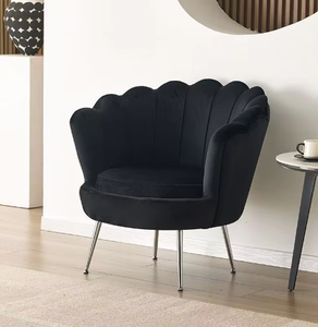 Fauteuil de salon moderne en velours avec pieds dorés, fauteuil d'appoint rembourré rose, coquille - Product Image 1