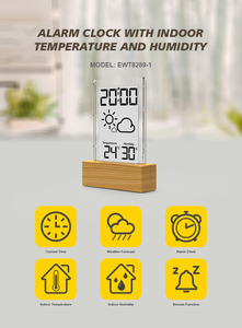 Thời tiết nhựa kỹ thuật số Nhiệt kế khuyến mãi Đồng hồ bàn đơn giản kỹ thuật số trong suốt hiệu ứng hạt gỗ <span class=keywords><strong>LCD</strong></span> Đồng hồ báo thức - Product Image 5