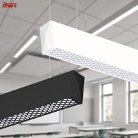 Suspension LED Linéaire Minimaliste Moderne en Aluminium pour Bureau, Diffuseur Anti-Éblouissement Nid d'Abeille, Luminaire Suspendu Dimmable