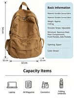 Sacs à dos d'école pour adolescents, grande capacité, plusieurs poches, résistant à l'eau, sac à dos en toile vintage pour les déplacements quotidiens