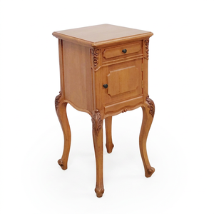 Louis French Solid Mahogany Wood Nightstand European Style <b>Bedside</b> <b>Table</b> Natural Walnut Color Apartment Bedroom Furniture - Product Image 1
