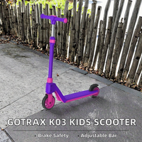 Trottinette pour enfants K03 avec roues LED RGB, cadre en aluminium léger, frein arrière, guidon réglable en hauteur, plateforme antidérapante