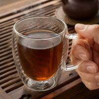 Mug en verre à double paroi personnalisable OEM ODM, isolé thermiquement, en borosilicate, anti-brûlure, tasse à café transparente