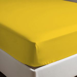 Sábana Ajustable 100% Algodón Amarillo Tamaño Italiano 120x200 Cm - Product Image 1